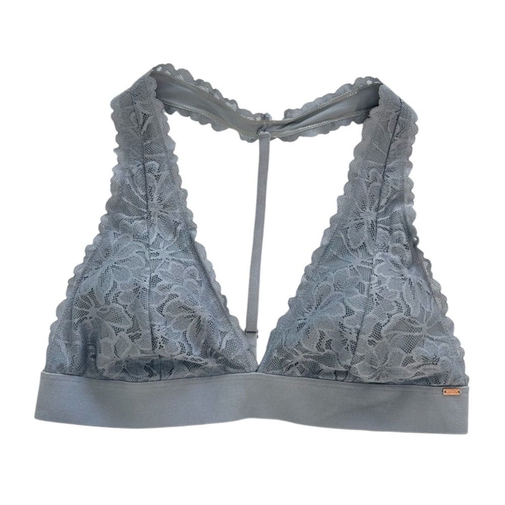 PINK Victoria's Secret Lace Halter Bralette in Soft Gray